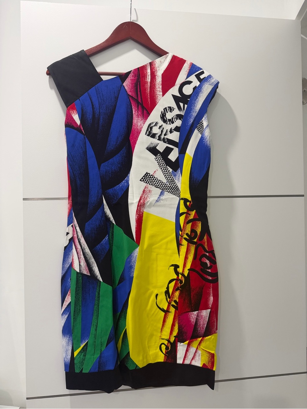 Versace One-Shoulder Multicolor Graphic Dress